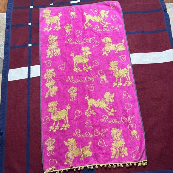 Rare Vintage BESANA Poodle Cafe Italian Bathroom Towel With Tassels Pink… - Picture 1 of 5
